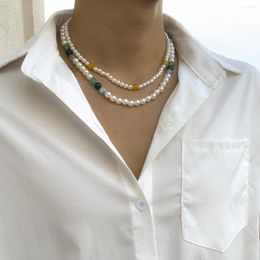 Choker Layered Pearl And Stone Beads Short Necklace Men Trendy Beaded Chains Necklaces Collar 2023 Fashion Jewellery On Neck Gifts