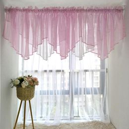 Curtain Pink And White Solid Tulle Regular Wave Edge Living Room Curtains Short Sheer Kitchen Balcony Window Drape