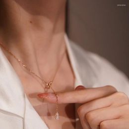 Pendant Necklaces Luxury Zircon Inlaid Lucky Double Gourd Gold Sliver Colour Women Female Chokers Clavicle Chain Jewellery Gift
