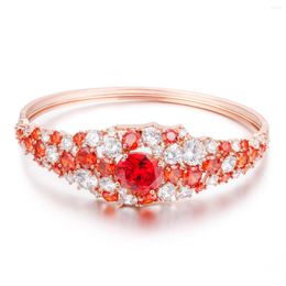 Bangle Cubic Zirconia Bracelet 2023 Fashion Style Birthday Gift For Woman Party Rose Gold Color Jewelry