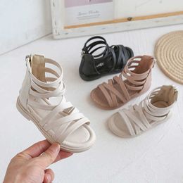 Sandals Fashion Girls Sandals Soft Children's Beach Shoes Gladiator Sweet Kids Summer Floral Sandals Princess Girl Shoes Z0225