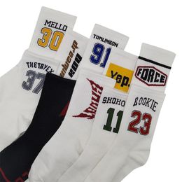 Men's Socks 10 Pairs/Pack Brand Fashion Cotton Black White Digital Crew Men Woman Sports Skateboard Street Happy Dress Long