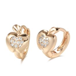 Charm Kinel Luxury Cute Apple Earrings For Girls 585 Rose Gold Natural Zircon Stud Earrings Children Baby Xmas Gifts Animal Jewellery G230225