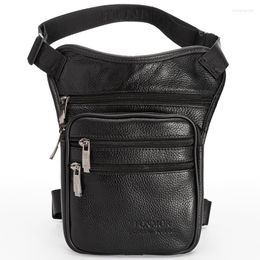 Waist Bags Leg Bag For Men Genuine Leather Drop Crossbody Fanny Pack Belt Hip Bum Travel Riding Motorcycle Messenger