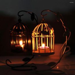 Candle Holders Useful Stand Handcraft Heat-resistant Long Lasting Creative Leaves Bird Cage Iron Holder Rack Decorative