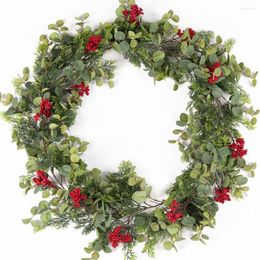 Decorative Flowers 180cm Luxury Christmas Garland Decoration 2023 Artificial Red Berries Green Pine Trees Fir Garlands For Home Interior