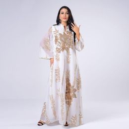 Casual Dresses Women Maxi Party Dress Luxury High Class Sequins Embroidery Ramadan Kaftan Islam Eid Mubarak Abaya Dubai Modest Muslim