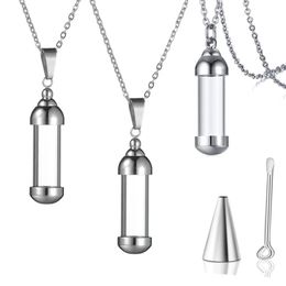 Pendant Necklaces Stainless Steel Glass Openable Container Vial Tube Urn Keepsake Cremation Ashes Holder Memorial Necklace Jewelry