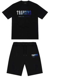 Mens Trapstar t Shirt embroidery Short Sleeve Outfit Chenille Tracksuit Black Cotton London Streetwear S-2XLActive2023s