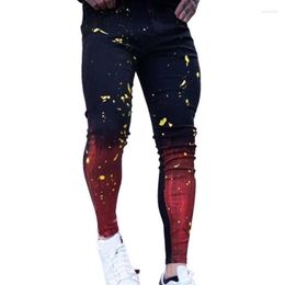 Men's Jeans Zipper Trendy Gradient Paint Spots Denim Trousers Cowboy Men Pants Zip Up Male ClothesMen's Naom22