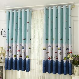 Curtain Nordic Style High Blackout Cartoon Car Printed Balcony Window Curtains For Home Living Room Children's Decoration