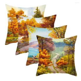 Pillow Forest Scenery In Autumn Cover Pillows Decor Home