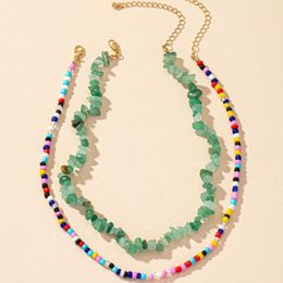 Pendant Necklaces Boho Summer Bohemia Handmade Simple Colourful Beads Gravel Natural Stones Choker Women Trendy Statement Jewellery