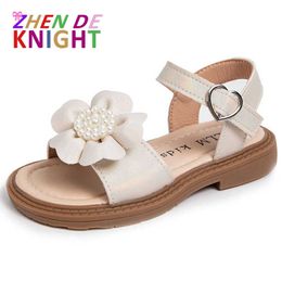 Sandals Girls Sandals 2022 Summer Children's Princess Sandals Student Soft Sole Beach Shoes Fashion Flower Baby Sandals Size 2334 Z0225