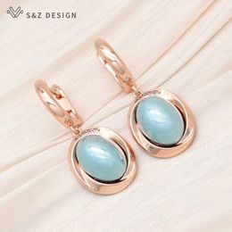 Charm S Z DESIGN New Elegant Egg Shape Simulated-pearl Dangle Earrings For Women Wedding Jewellery Fashion Cubic Zirconia Eardrop G230225