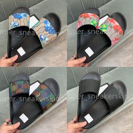 Designer Slide Pantofole Uomo Donna Slides Fiore Rosso Verde Blu Tiger serpente Sandali stampa Slide Summer Beach fashion Slipper Wide Flat Sandalo taglia 35-46