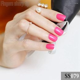 False Nails 24pcs Flash Watermelon Red Candy Short Paragraph Round Head Ight Rose Comfortable All Wrapped SS079