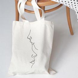 Shopping Bags Fashion University Canvas Women Shoulder Bag Harajuku Vintage Ulzzang Print Cartoon Summer Abstract Korean Fabric Tote