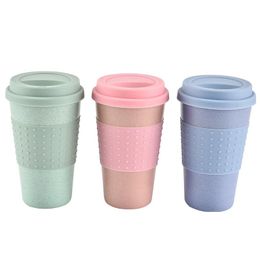 Mugs Wheatstraw Coffee Cups Travel Mug With Stir Easy Go Cup Portable For Outdoor Camping Hiking Picnic Self Driving