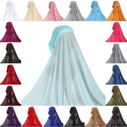 Ethnic Clothing Plain Muslim Long Hijabs For Women Soft Tube Caps With Turban Veil Instant Arab Islamic Head Wraps Femme Musulman Shawls