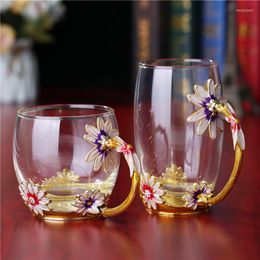 Wine Glasses Creative Enamel Water Cup 3D Crystal Glass Flower Tea Gift