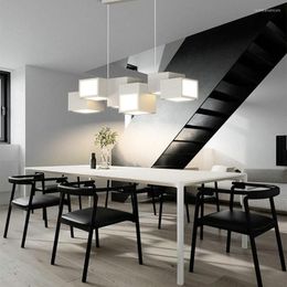 Chandeliers Modern Square LED Chandelier White/Black Hanging Lamp Indoor Lighting For Living Room Dinning