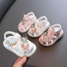 Sandals Princess Butterfly Children Sandals Pu Leather Comfortable Summer Baby Girls Soft Bottom Anti Slip Infant Kids Shoes Z0225