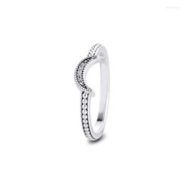 Cluster Rings Sterling Silver Jewellery For Women Crescent Moon Beaded Ring 2023 Winter Wedding Gift Friends WholesaleCluster ClusterCluster E