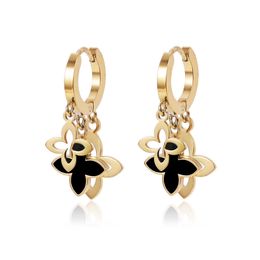 Charm South Korea Fashion Version of the New Four-leaf Clover Earrings for Women 2022 Classic Flower Stainless Steel High-end Jewelry G230225