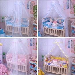 Crib Netting Round Mesh Dome Bed Canopy Netting Princess Mosquito Net with Lace Trim for Babies 1.7m*4.2m 230225