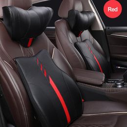 Seat Cushions JINSERTA Car Accessories Headrest Pillow Breathable Leather Cover Neck Support Lumbar Rest Travel