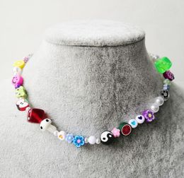 Choker Arrival Cute Colorful Resin Fruit Gossip Mushroom For Women Gift Fashion Jewelry Retro Flower Dice Chains