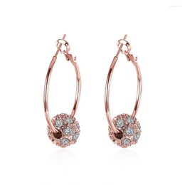 Dangle Earrings White Crystal Zircon Rose Gold Color LKN18KRGPE008/9/456