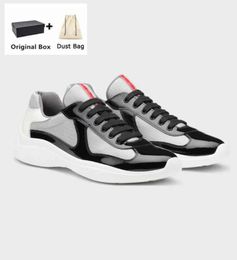 Top Design America's Cup Sneakers Shoes Men Patent Leather & Rubber Sole Fabric Trainers Wholesale Technical Breath Skateboard Casual Walking 38-46