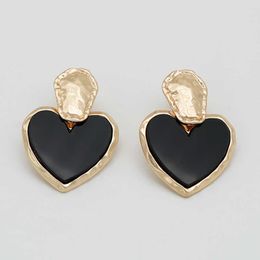 Charm Luxury Charm Big Black Heart Earrings For Women Delicate Cute Temperament Girl Street Style Accessories Party Jewellery 2021 A049 G230225