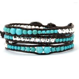 Strand Boho Love Healing Bracelet Jewelry Set Handmade Turquoise Women Charm Leather Wrap Wholesale Item