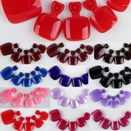 False Nails WHOLESALE Mixed 12 Sets 24pcs Full Cover Toe Nail Art Tips Medium Length Artificial Salon DIY