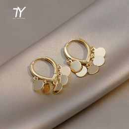 Charm Elegant Metal Heart-Shaped Gold Colour Disc Earrings For Woman Korean Fashion Jewellery Gothic Girl's Unusual Earrings Accessories G230225