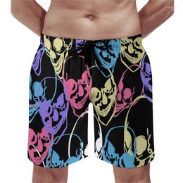 Men's Shorts Colourful Skulls Board Abstract Skull Print Funny Short Pants Male Design Large Size Swimming Trunks Birthday Gift Bert22