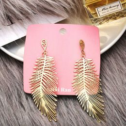 Charm Modyle 2020 Fashion Bohemian Long Earrings Unique Natural Real Leaf Big Earrings For Women Jewelry Gift oorbellen pendientes G230225