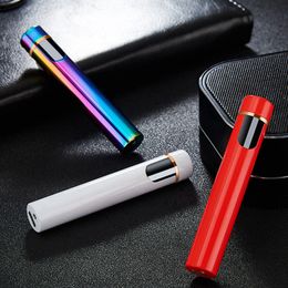 Colorful Windproof USB Cyclic Charging Lighter Cylindrical Pen Type Portable Innovative Design Touch Sensing Herb Cigarette Tobacco Smoking Holder