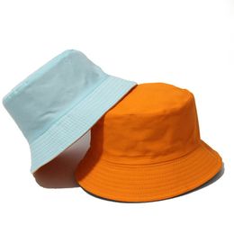 Fashion Pure Color Bucket Hats Dual Colors Wear Style Brim Hat For Men And Women