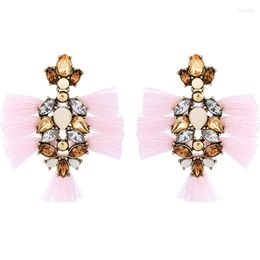 Dangle Earrings Chunky Pink Cotton Thread Tassel Ethnic Women Hanging Fashion Jewelry Wholesale
