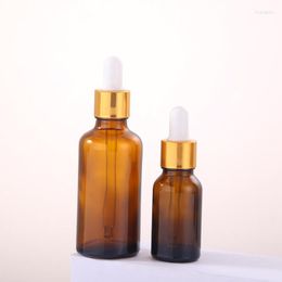 Storage Bottles Wholesale Custom Silk Printing Empty Skin Care Serum Essence Glass Container Hair Oil Droppe With Aluminium Lid Cap