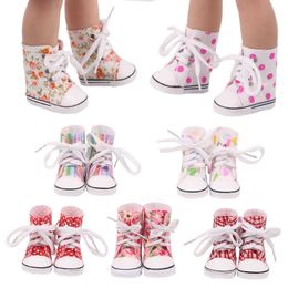 Оптовая 5 см. High Top Canvas Shoes Boots для 18-дюймового American American Girl Doll Accessory Accessories Diy Toy Gift