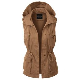 Women s Vests Autumn Winter Fashion Waistcoat Women Vest Hooded Sleeveless Coat Pocket Solid Colour Zipper Button Warm Ladies Female 230225