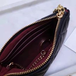 Portafogli portachiavi in vera pelle Porta carte Sacoche da donna multifunzione con cerniera caviale borsa per cosmetici borsa per bocca grande capacità retrò rombo borsa zero HDM0815