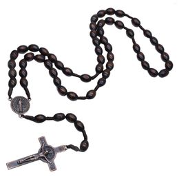 Pendant Necklaces Rosary Cross Wooden Rosaries Religious Jewelry Gift Chains For Women Men Medal