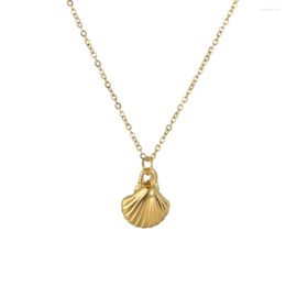 Pendant Necklaces Personality Necklace Shell Gold Or Silver Colour Simple Stainless Steel Creative Jewellery Party Gift For Women Girlfriend