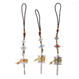 Keychains Tibet Prayer Wheel Spinner Key Chain Om Mani Padme Hum Spirited Tibetan Nepal Carving Rotatable Keyring Buddhism Jewelry X4YA